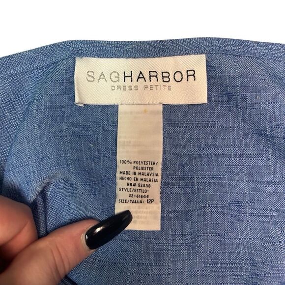 VTG Sag Harbor Blue 3/4 Sleeve Blazer Size 12P Pants Size 8P Suit Separates Form - Picture 11 of 14